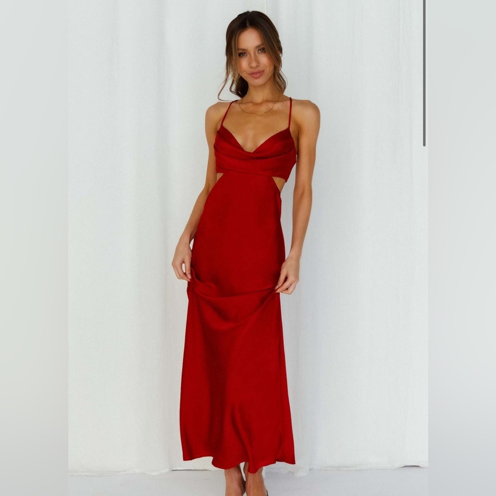 Hello Molly Silk Red Dress Size 8